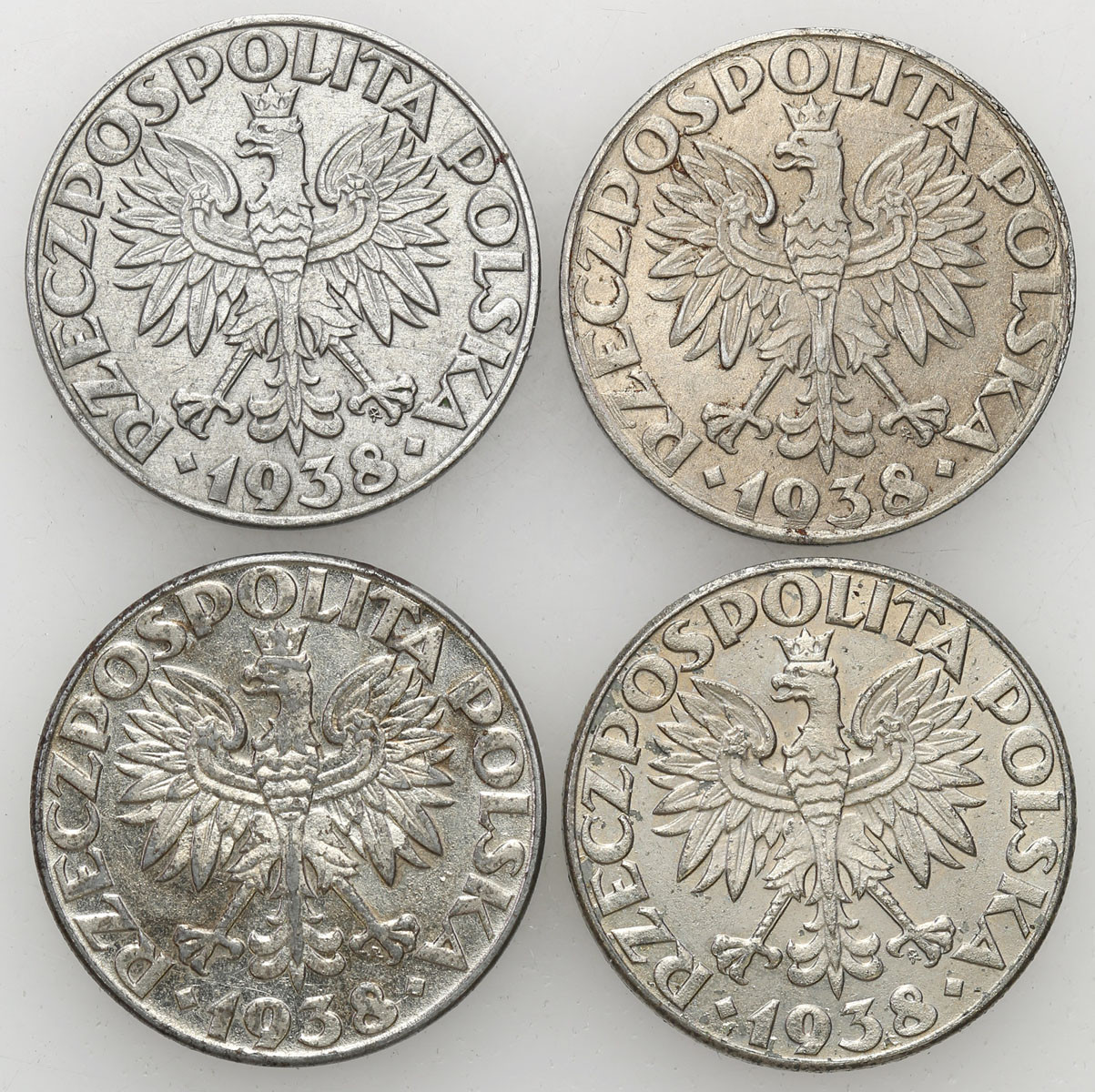 Generalna Gubernia. 50 groszy 1938, zestaw 4 monet